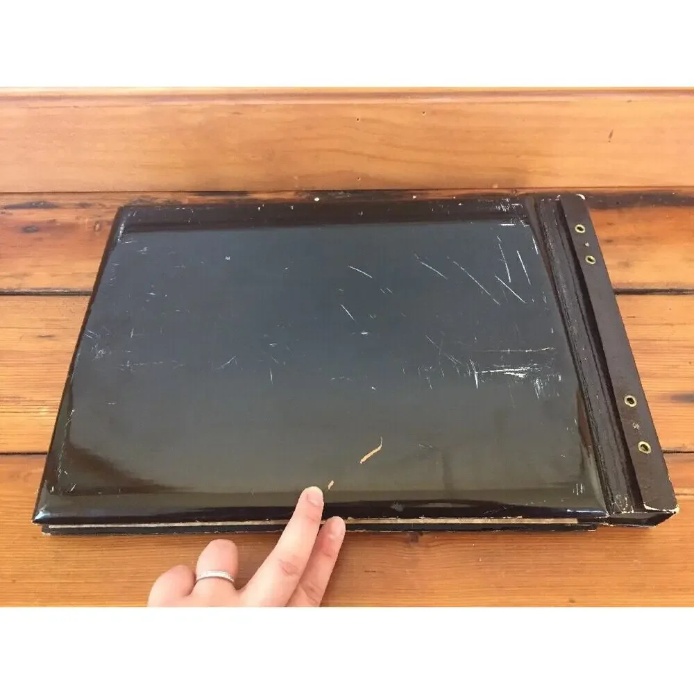 Vtg WWII Era Japanese Black Lacquer Mother Of Pearl Inlay Painted Photo Album